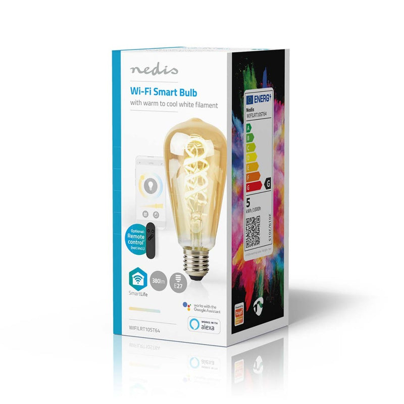 Nedis WIFILRT10ST64 Smartlife Led Filamentlamp Wi-fi E27 360 Lm 4.9 W Warm To Cool White 1800 - 650