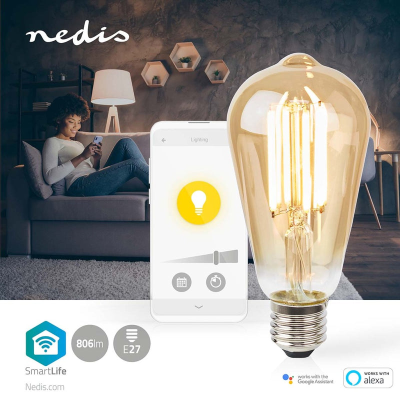 Nedis WIFILRF10ST64 Smartlife Led Filamentlamp Wi-fi E27 806 Lm 7 W Warm Wit Glas Android? / Ios St