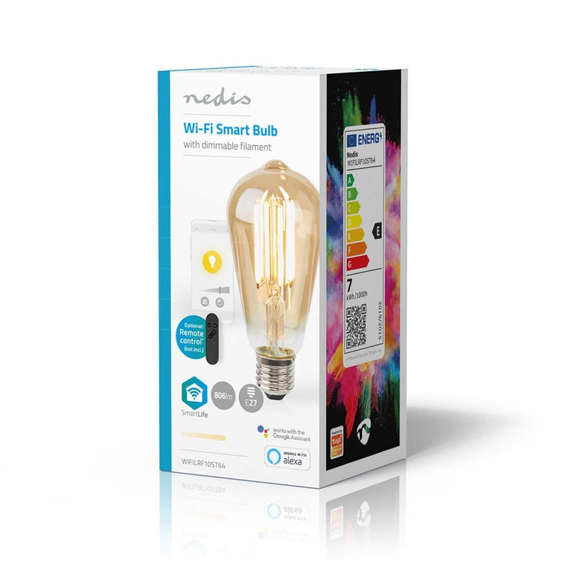 Nedis WIFILRF10ST64 Smartlife Led Filamentlamp Wi-fi E27 806 Lm 7 W Warm Wit Glas Android? / Ios St