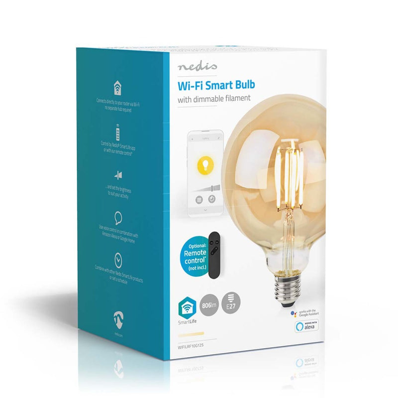 Nedis WIFILRF10G125 Smartlife Led Filamentlamp Wi-fi E27 806 Lm 7 W Warm Wit Glas Android? / Ios Gl