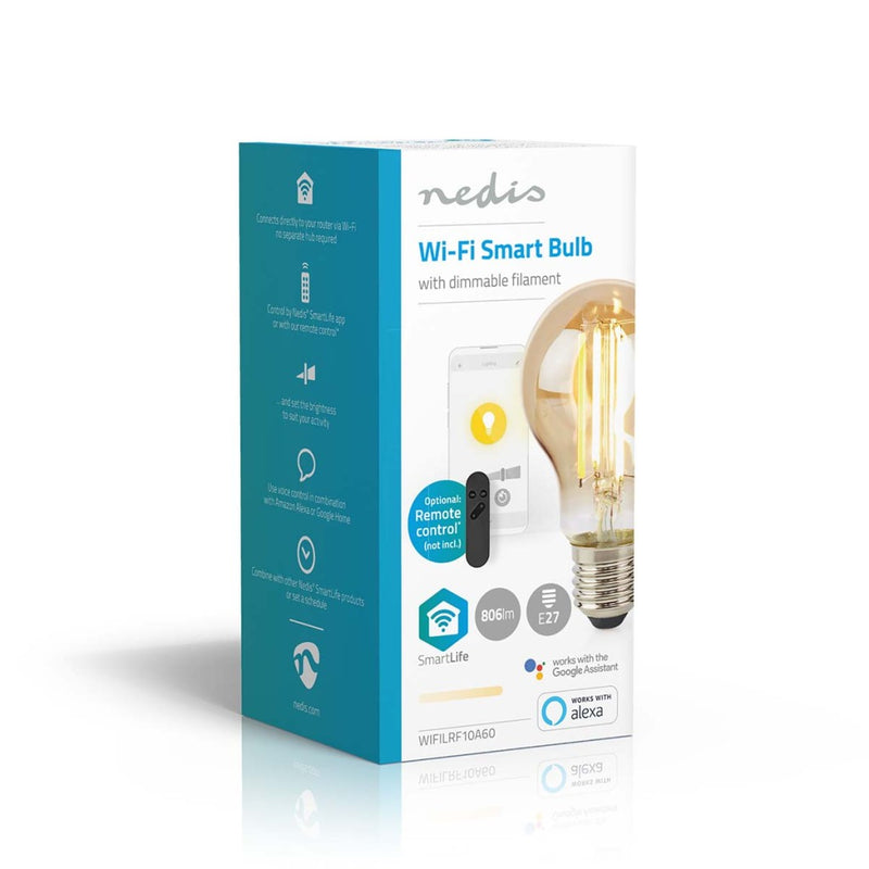 Nedis WIFILRF10A60 Smartlife Led Filamentlamp Wi-fi E27 806 Lm 7 W Warm Wit Glas Android? / Ios Pee