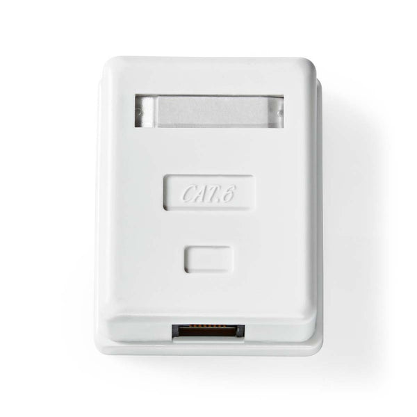 Nedis CCGP89100WT Netwerk Wanddoos Opbouw Female U/utp Cat6 Recht Goud Verguld Pvc Wit Polybag