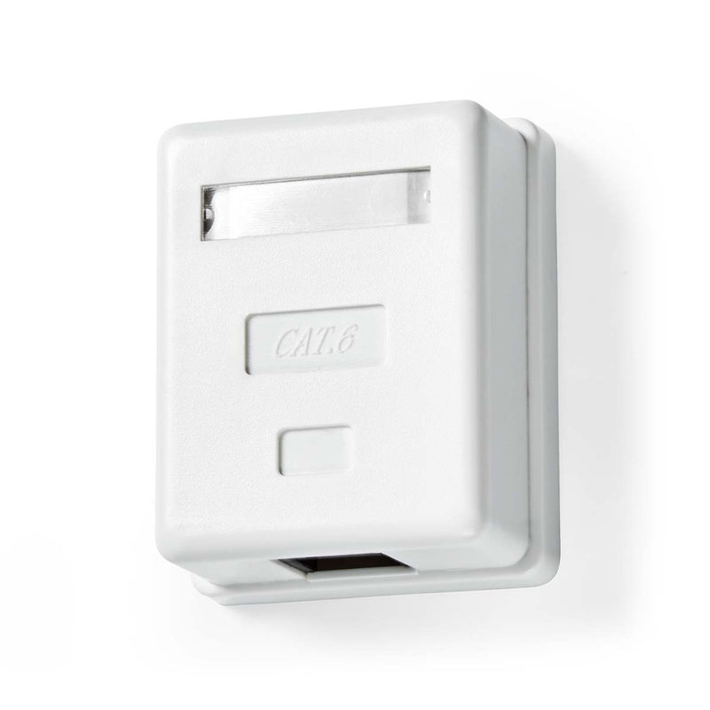 Nedis CCGP89100WT Netwerk Wanddoos Opbouw Female U/utp Cat6 Recht Goud Verguld Pvc Wit Polybag