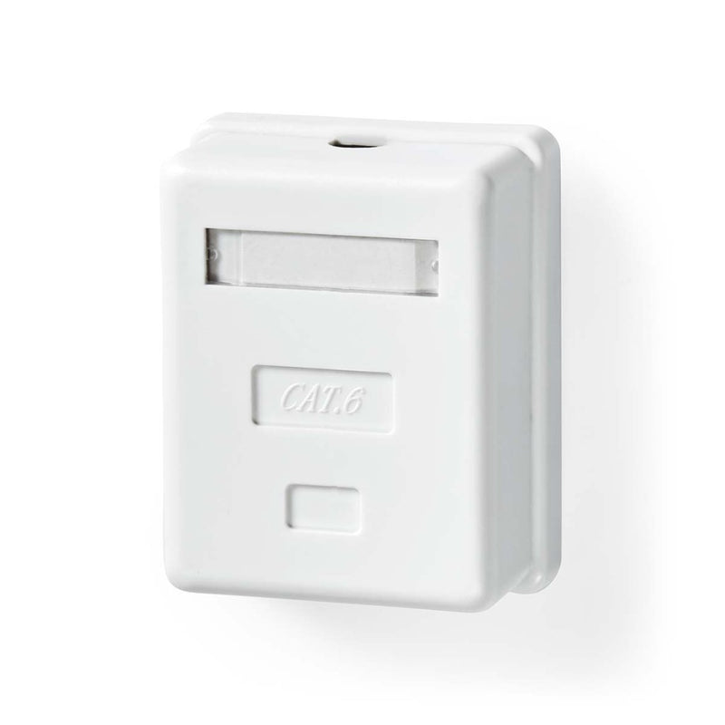 Nedis CCGP89100WT Netwerk Wanddoos Opbouw Female U/utp Cat6 Recht Goud Verguld Pvc Wit Polybag