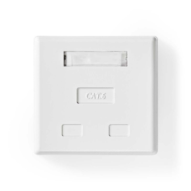 Nedis CCGP89110WT Netwerk Wanddoos Opbouw 2 Poort(en) U/utp Cat6 Recht Female Goud Verguld Pvc Wit