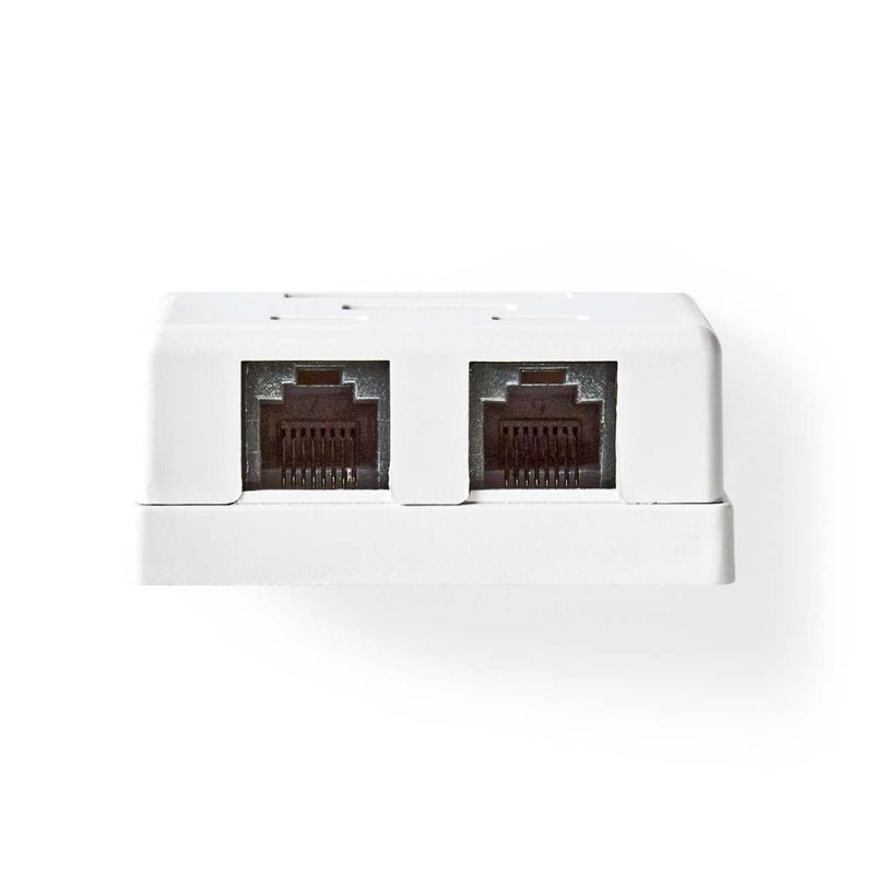 Nedis CCGP89110WT Netwerk Wanddoos Opbouw 2 Poort(en) U/utp Cat6 Recht Female Goud Verguld Pvc Wit