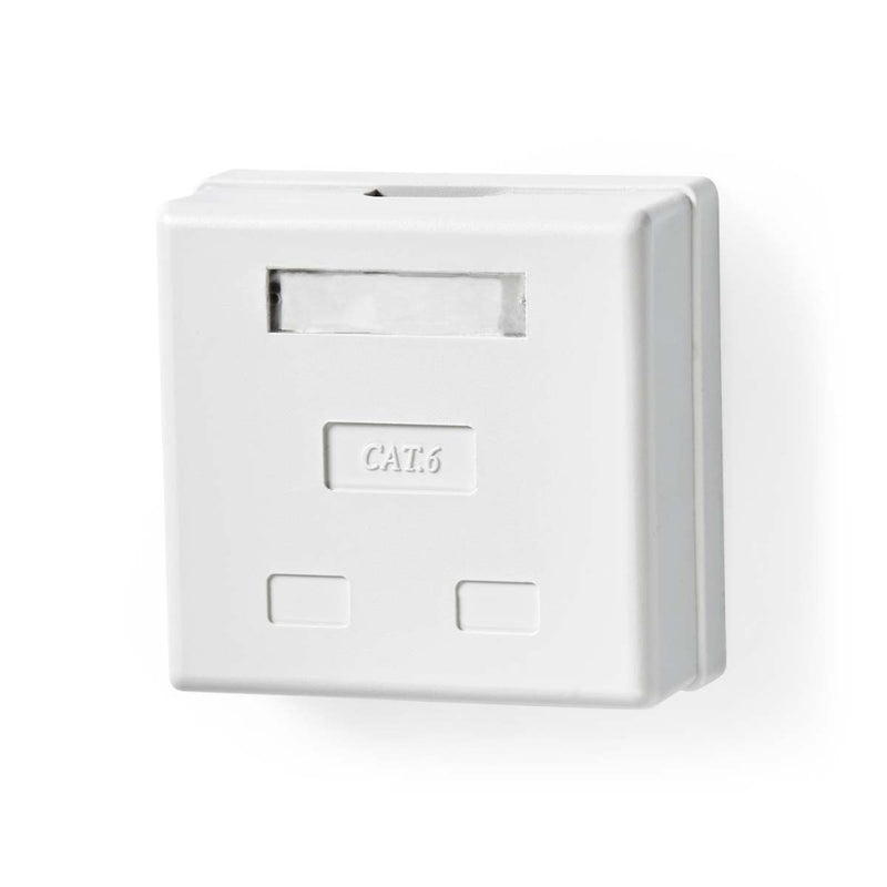 Nedis CCGP89110WT Netwerk Wanddoos Opbouw 2 Poort(en) U/utp Cat6 Recht Female Goud Verguld Pvc Wit