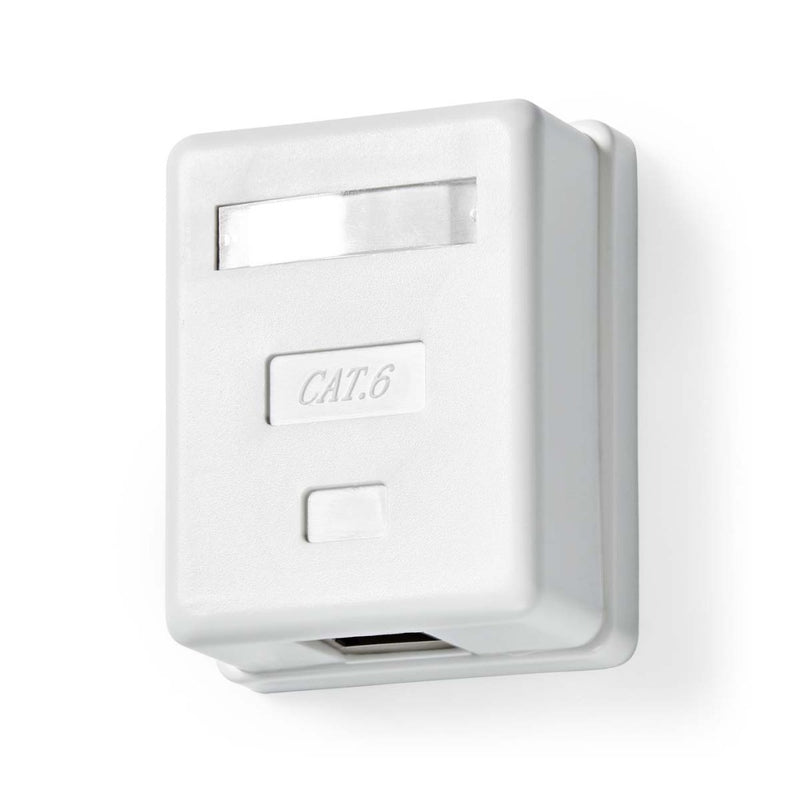 Nedis CCGP89120WT Netwerk Wanddoos Opbouw 1 Poort(en) Stp Cat6 Recht Female Goud Verguld Pvc Wit Po