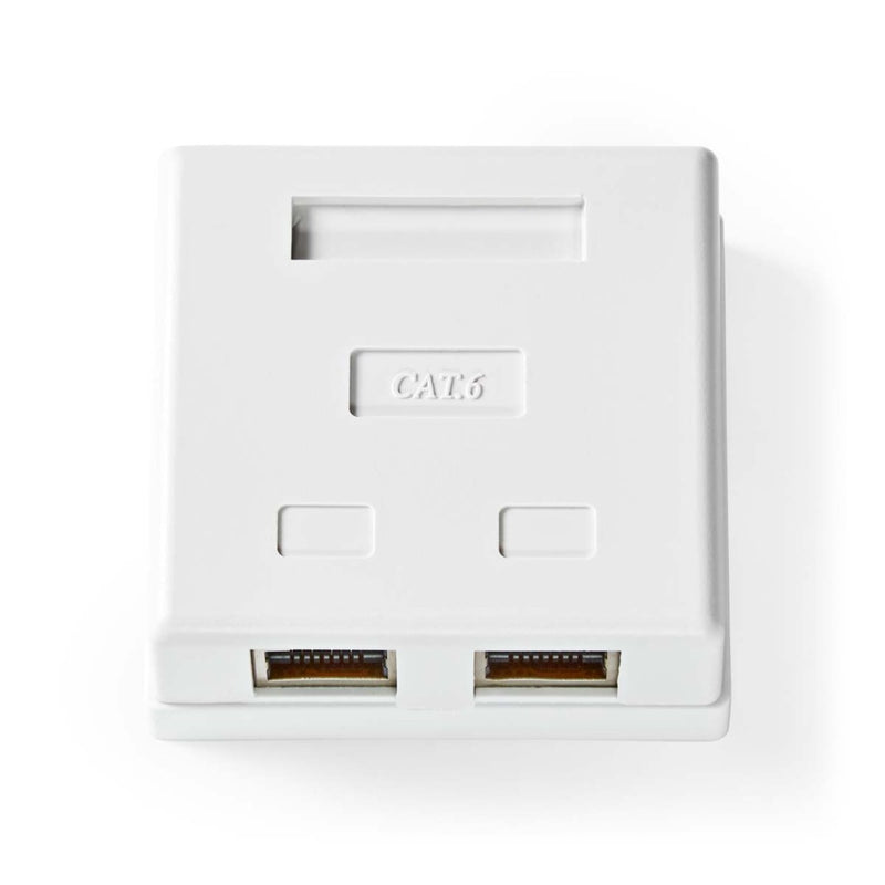 Nedis CCGP89130WT Netwerk Wanddoos Opbouw 2 Poort(en) S/ftp Cat6 Recht Female Goud Verguld Pvc Wit