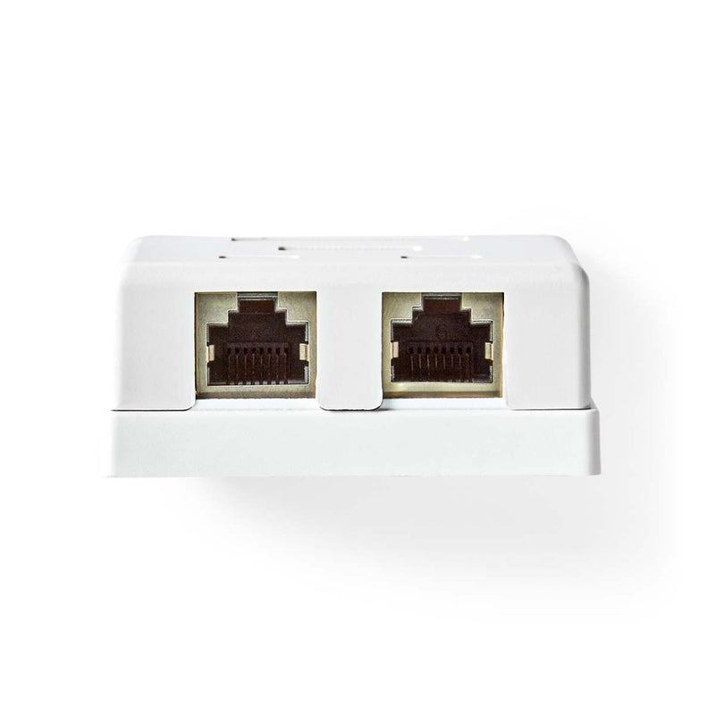 Nedis CCGP89130WT Netwerk Wanddoos Opbouw 2 Poort(en) S/ftp Cat6 Recht Female Goud Verguld Pvc Wit