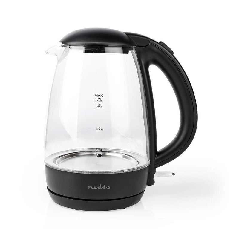 Nedis KAWK330EGS Glazen Waterkoker 1.7L 2200W Zwart