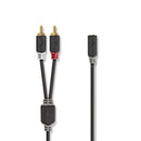 Nedis CABW22255AT10 Stereo-audiokabel 2x Rca Male 3,5 Mm Female Verguld 1.00 M Rond Antraciet Doos