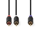 Nedis CABW24000AT30 Subwoofer-kabel Rca Male 2x Rca Male Verguld 3.00 M Rond 4.0 Mm Antraciet Doos