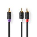 Nedis CABW24000AT30 Subwoofer-kabel Rca Male 2x Rca Male Verguld 3.00 M Rond 4.0 Mm Antraciet Doos