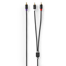 Nedis CABW24000AT30 Subwoofer-kabel Rca Male 2x Rca Male Verguld 3.00 M Rond 4.0 Mm Antraciet Doos