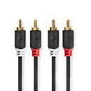 Nedis CABW24200AT05 Stereo-audiokabel 2x Rca Male 2x Rca Male Verguld 0.5 M Rond Antraciet Doos