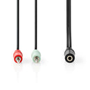 Nedis CAGB22160BK02 Stereo-audiokabel 3,5 Mm Female 2x 3,5 Mm Male Verguld 0.12 M Rond Zwart Doos