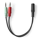 Nedis CAGB22160BK02 Stereo-audiokabel 3,5 Mm Female 2x 3,5 Mm Male Verguld 0.12 M Rond Zwart Doos