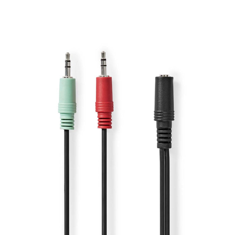 Nedis CAGB22160BK02 Stereo-audiokabel 3,5 Mm Female 2x 3,5 Mm Male Verguld 0.12 M Rond Zwart Doos