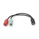 Nedis CAGB22150BK02 Stereo-audiokabel 3,5 Mm Male 2x 3,5 Mm Female Vernikkeld 0.20 M Rond Antraciet