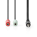Nedis CAGB22150BK02 Stereo-audiokabel 3,5 Mm Male 2x 3,5 Mm Female Vernikkeld 0.20 M Rond Antraciet