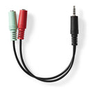 Nedis CAGB22150BK02 Stereo-audiokabel 3,5 Mm Male 2x 3,5 Mm Female Vernikkeld 0.20 M Rond Antraciet