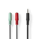 Nedis CAGB22150BK02 Stereo-audiokabel 3,5 Mm Male 2x 3,5 Mm Female Vernikkeld 0.20 M Rond Antraciet