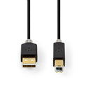 Nedis CCBW60100AT10 Usb-kabel Usb 2.0 Usb-a Male Usb-b Male 480 Mbps Verguld 1.00 M Rond Pvc Antrac