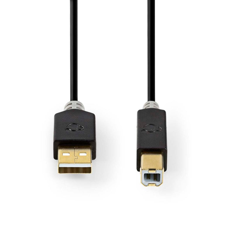 Nedis CCBW60100AT10 Usb-kabel Usb 2.0 Usb-a Male Usb-b Male 480 Mbps Verguld 1.00 M Rond Pvc Antrac