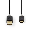 Nedis CCBW60601AT20 Usb-kabel Usb 2.0 Usb-a Male Usb-c&trade; Male 480 Mbps Verguld 2.00 M Rond Pvc