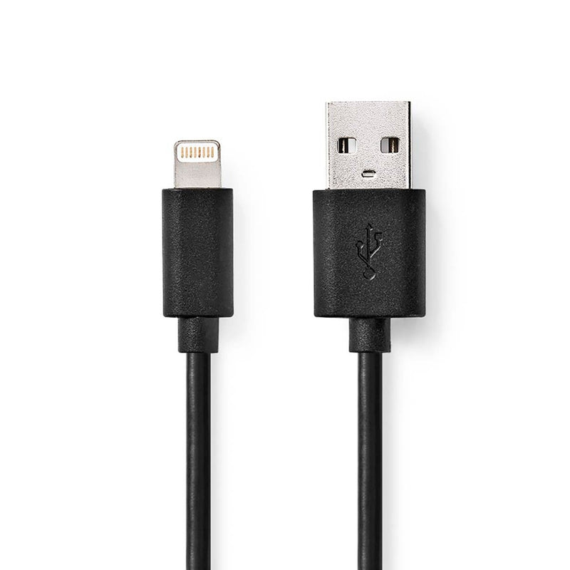 Nedis CCGB39300BK20 Usb-kabel Usb 2.0 Apple Lightning 8-pins Usb-a Male 480 Mbps Vernikkeld 2.0 M R