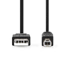 Nedis CCGB60100BK10 Usb-kabel Usb 2.0 Usb-a Male Usb-b Male 480 Mbps Vernikkeld 1.00 M Rond Pvc Zwa