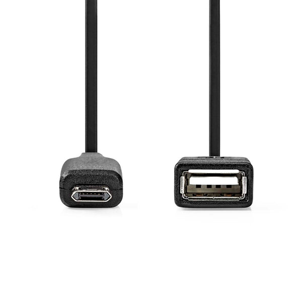 Nedis CCGB60515BK02 Usb Micro-b Adapter Usb 2.0 Usb Micro-b Male Usb-a Female 480 Mbps 0.20 M Rond
