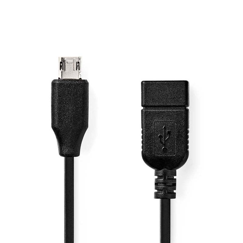 Nedis CCGB60515BK02 Usb Micro-b Adapter Usb 2.0 Usb Micro-b Male Usb-a Female 480 Mbps 0.20 M Rond