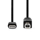 Nedis CCGB60650BK20 Usb-kabel Usb 2.0 Usb-c&trade; Male Usb-b Male 480 Mbps Vernikkeld 2.00 M Rond