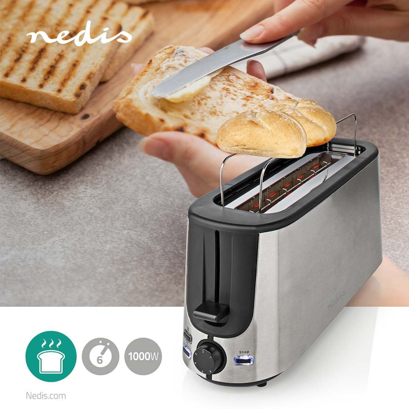 Nedis KABT310EAL Broodrooster RVS/Zwart