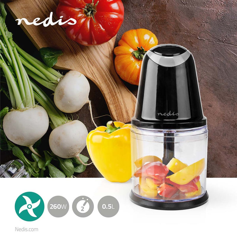 Nedis KAMC200CBK Hakmolen 260 W 0.5 L Kunststof 2-snelheid Zwart