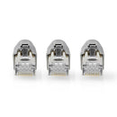 Nedis CCBW89390GY Rj45-connector Rj45 Pass Through Stevig/gesnoerd Ftp Cat7 Recht Verguld 10 Stuks