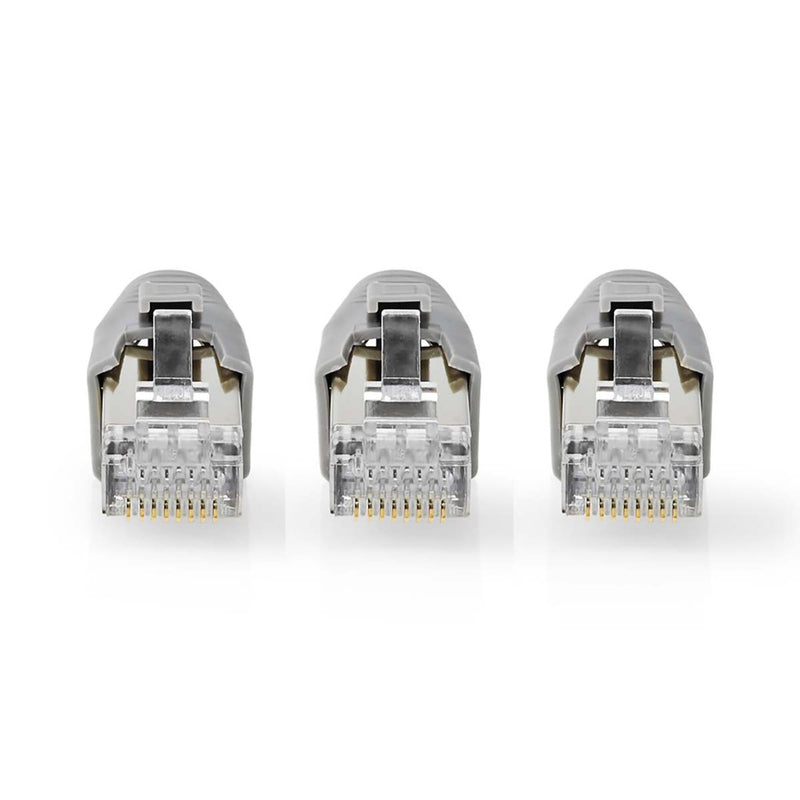 Nedis CCBW89390GY Rj45-connector Rj45 Pass Through Stevig/gesnoerd Ftp Cat7 Recht Verguld 10 Stuks