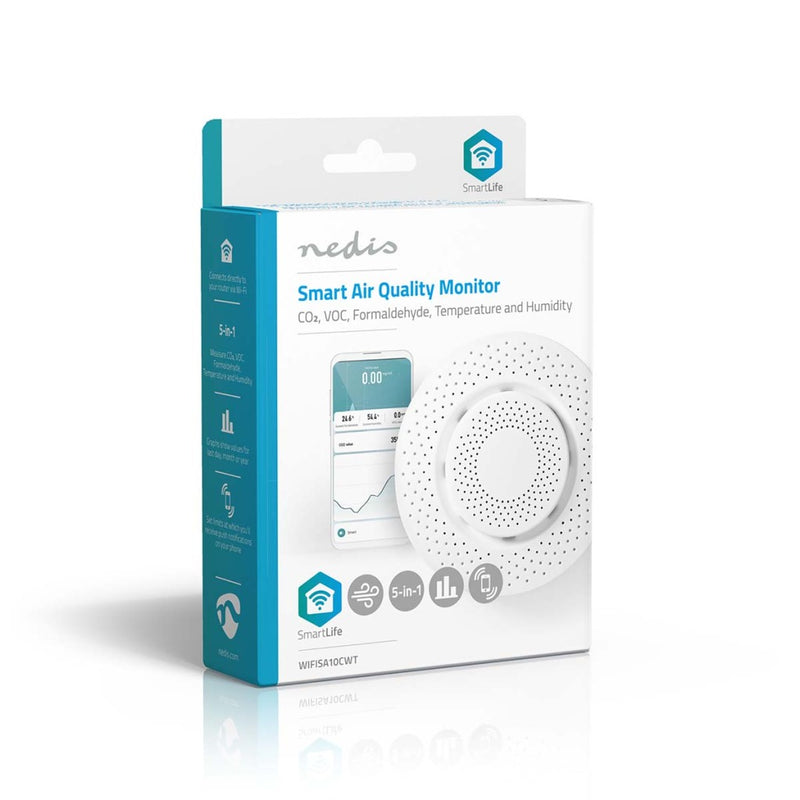 Nedis WIFISA10CWT Smartlife Luchtkwaliteitsmonitor Wi-fi Formaldehyde (hcho) / Koolstofdioxide (co2