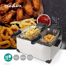 Nedis KADF601FSR Friteuse 2x3L 3600W RVS/Zwart