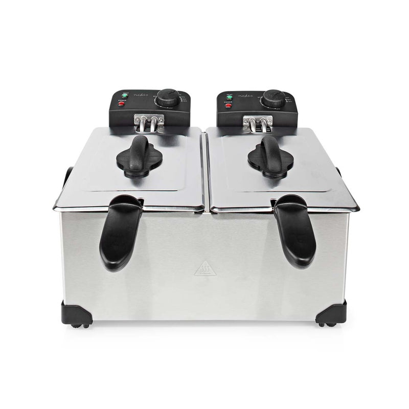 Nedis KADF601FSR Friteuse 2x3L 3600W RVS/Zwart