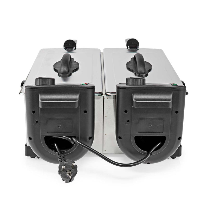 Nedis KADF601FSR Friteuse 2x3L 3600W RVS/Zwart