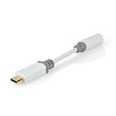 Nedis CCBW65950WT01 Usb-adapter Usb 2.0 Usb-c&trade; Male 3,5 Mm Female 0.10 M Rond Verguld Pvc Wit