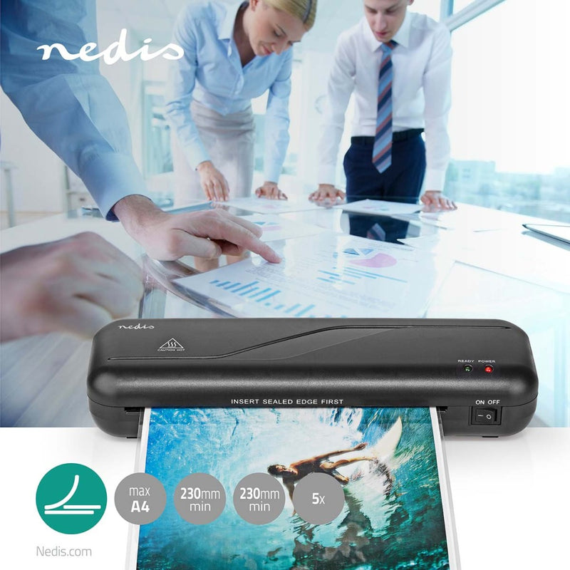 Nedis LAMI112BK4 Lamineerapparaat Warm A4 230 Mm/min Automatische Uitschakeling Netvoeding Zwart