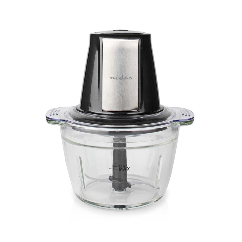 Nedis KAMC300CGY Hakmolen 500W 1000ml Glas 1-snelheid Zilver/Zwart