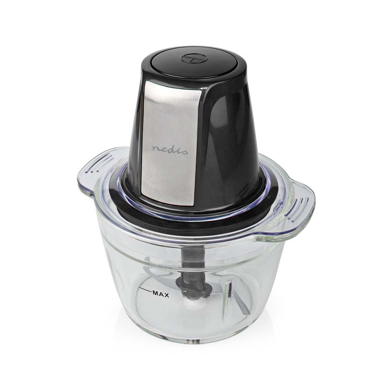 Nedis KAMC300CGY Hakmolen 500W 1000ml Glas 1-snelheid Zilver/Zwart