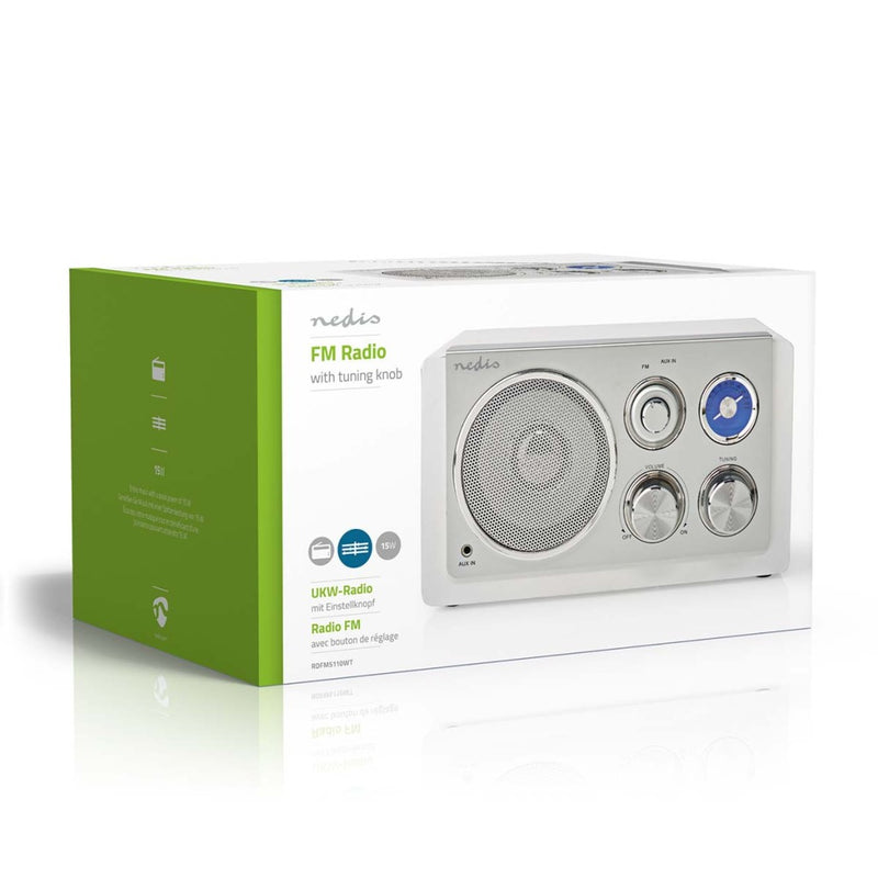 Nedis RDFM5110WT FM Radio Tafelmodel Wit/Zilver