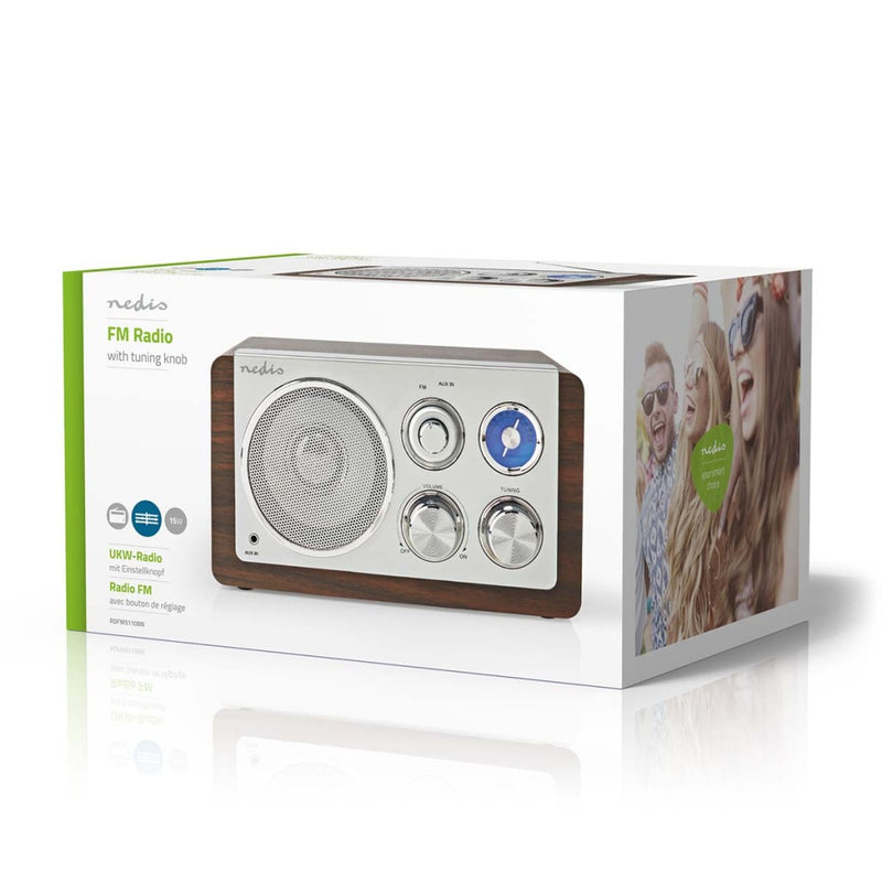Nedis RDFM5110BN FM Radio Tafelmodel Bruin/Zilver