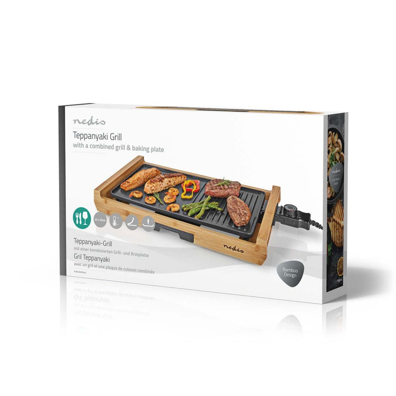 Nedis FCBG100FBK43 Teppanyaki Tafelgrill Bakoppervlak (l X B): 43 X 23 Cm Aantal Personen: 6 Person